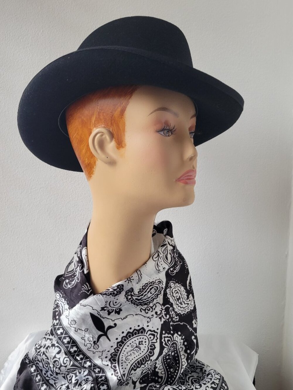Stacy Adams Black Wool Felt Homburg Hat Feather Accent Classic Godfather